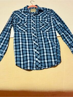 Wrangler Blue Plaid Pearl Snap Western Shirt